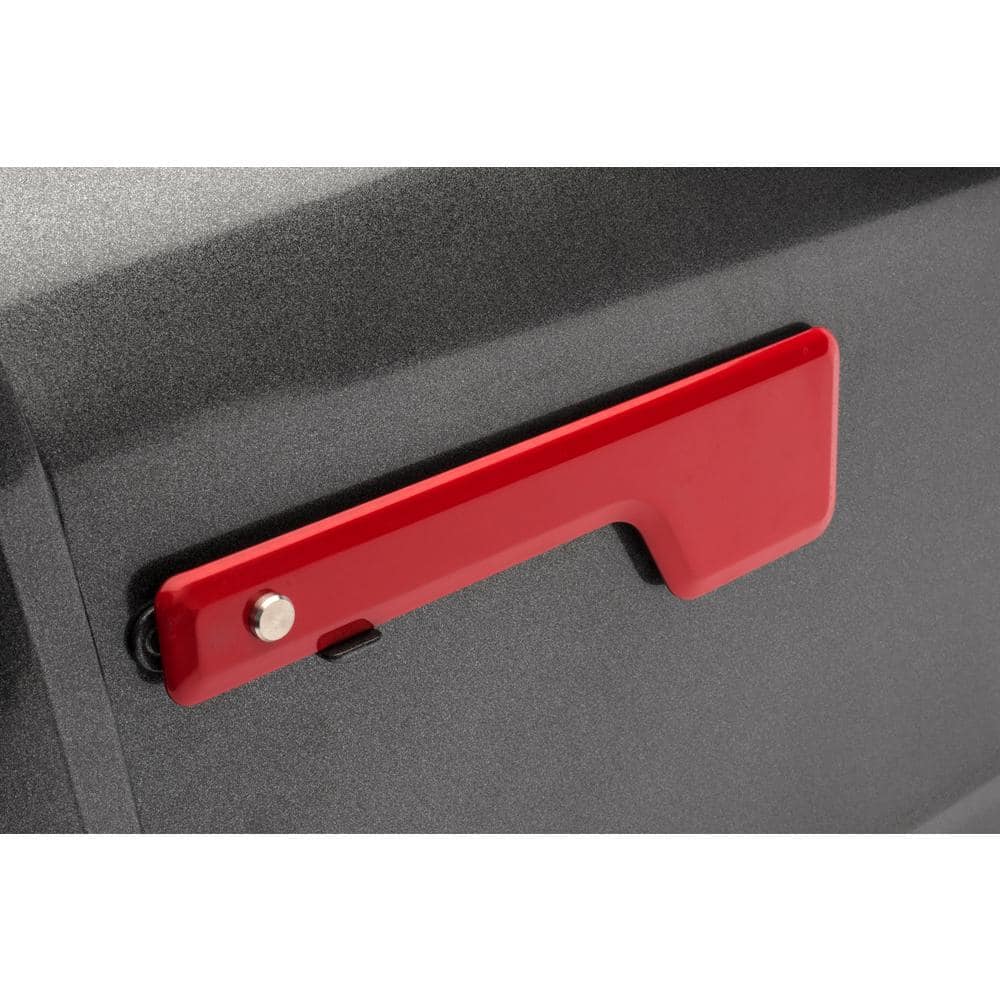 Extra Large Pewter Lockable Steel Post Mount Mailbox