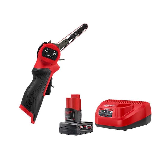 Milwaukee M12 FUEL 12V Lithium-Ion Brushless Cordless 3/8 in. x 13 in. Bandfile with XC 4.0Ah Battery and Charger