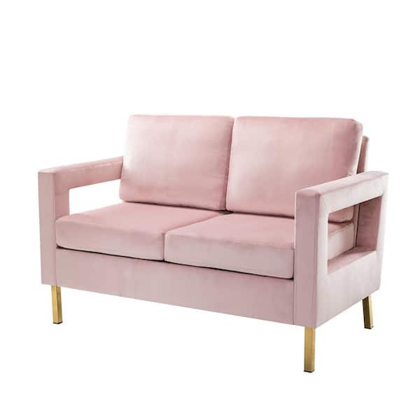 JAYDEN CREATION Barmen 50 in. Upholstered Pink Loveseat with Loose Back