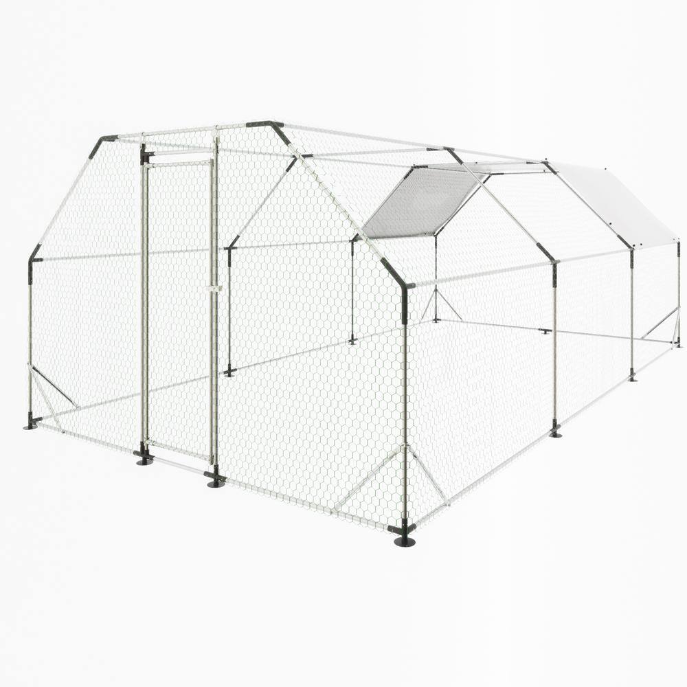 10 ft. x 20 ft. Flat Top Large Metal Walk-in Chicken Coop Galvanized Poultry Cages with Waterproof Cover Outdoor price history on PriceWatchPro