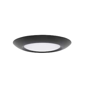 LED Flush Mount 11.25 in. 1-Light Flat Black Finish Integrated LED Flush Mount Ceiling Light with Frosted Acrylic Shade