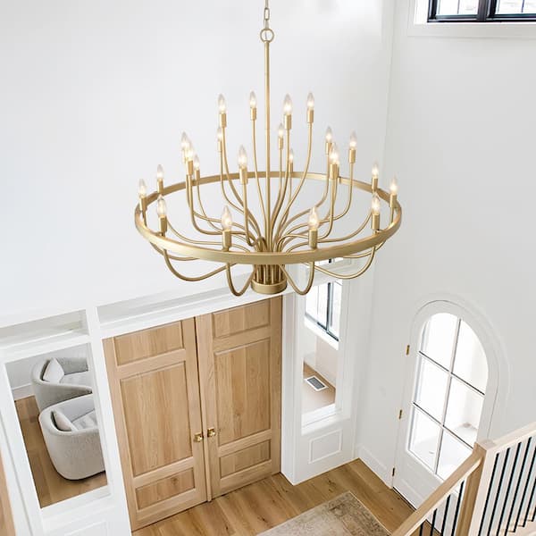 BAOURE 24-Light Modern Gold Candle Chandelier, 39in Farmhouse