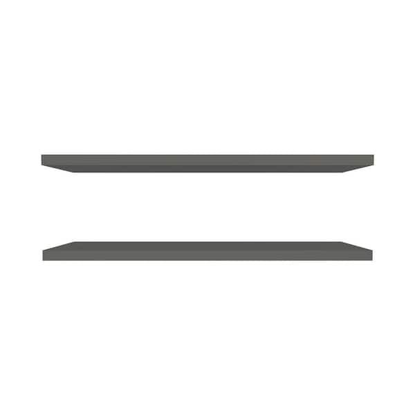 Unbranded 47.3 in. W x 9.8 in. D Grey Solid Wood Floating Decorative Wall Shelf with 2 Shelves