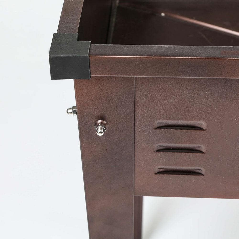 Rustic Brown Steel Raised Rectangular Garden Planter 39.5"