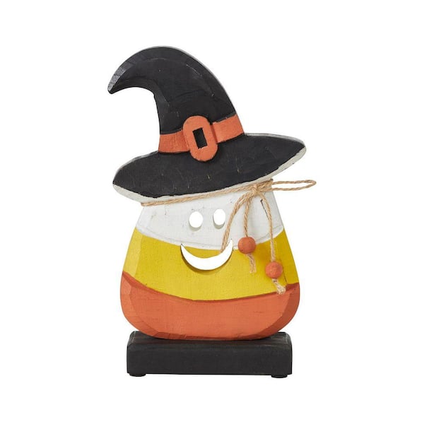 VHC BRANDS 10 in. Candy Corn Trick or Treat Wooden Halloween Decor