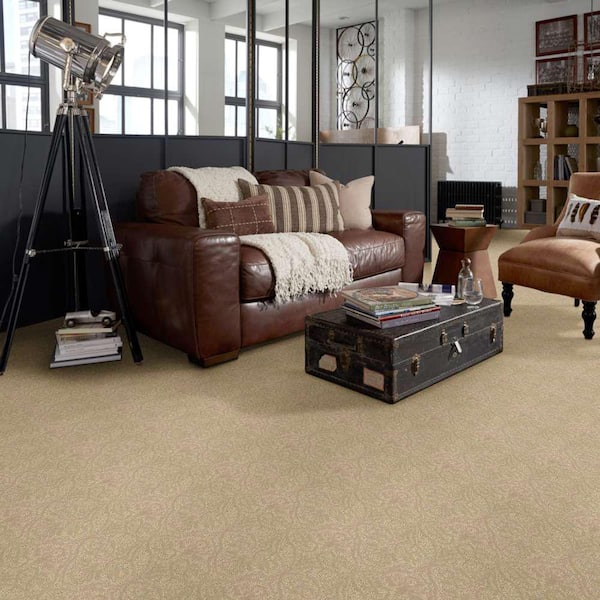 Perfectly Posh - Bamboo - Beige 43 oz. Nylon Pattern Installed Carpet