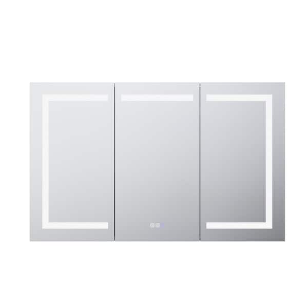 Hans 48 in. W x 30 in. H Rectangular Aluminum Medicine Cabinet with Mirror
