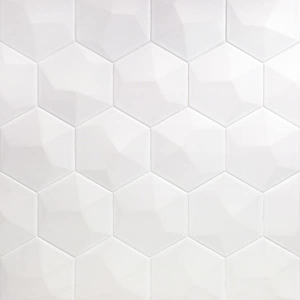 Ivy Hill Tile Bethlehem 3D Hexagon White 5.9 in. x 6.96 in. Matte Ceramic Wall Tile (5.4 sq. ft. / Case)