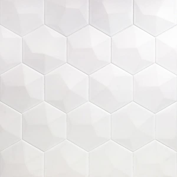 Ivy Hill Tile Bethlehem 3D Hexagon White 5 9 In X 6 96 In Matte 