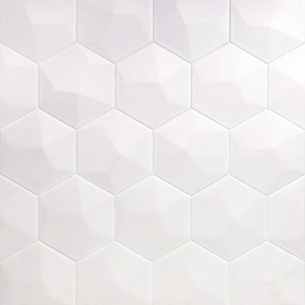 Bethlehem 3D Hexagon White 5.9 in. x 0.31 in. Matte Ceramic Tile Sample -  Ivy Hill Tile, EXT3RD103646