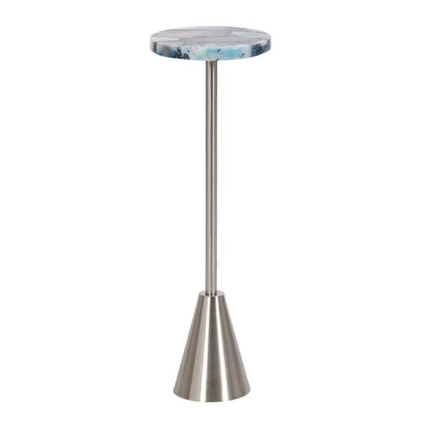 Kate and Laurel Sitara 8 in. Silver Round Metal End Table