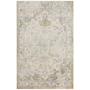 Astra Machine Washable Blue Green 2 ft. x 4 ft. Center medallion Traditional Area Rug