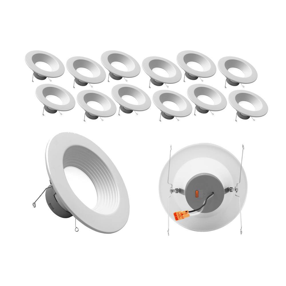 DLR Series 5-6 in. White Baffle Selectable CCT High-Output Integrated LED Recessed Retrofit Downlight Trim, 12-Pack price history on PriceWatchPro
