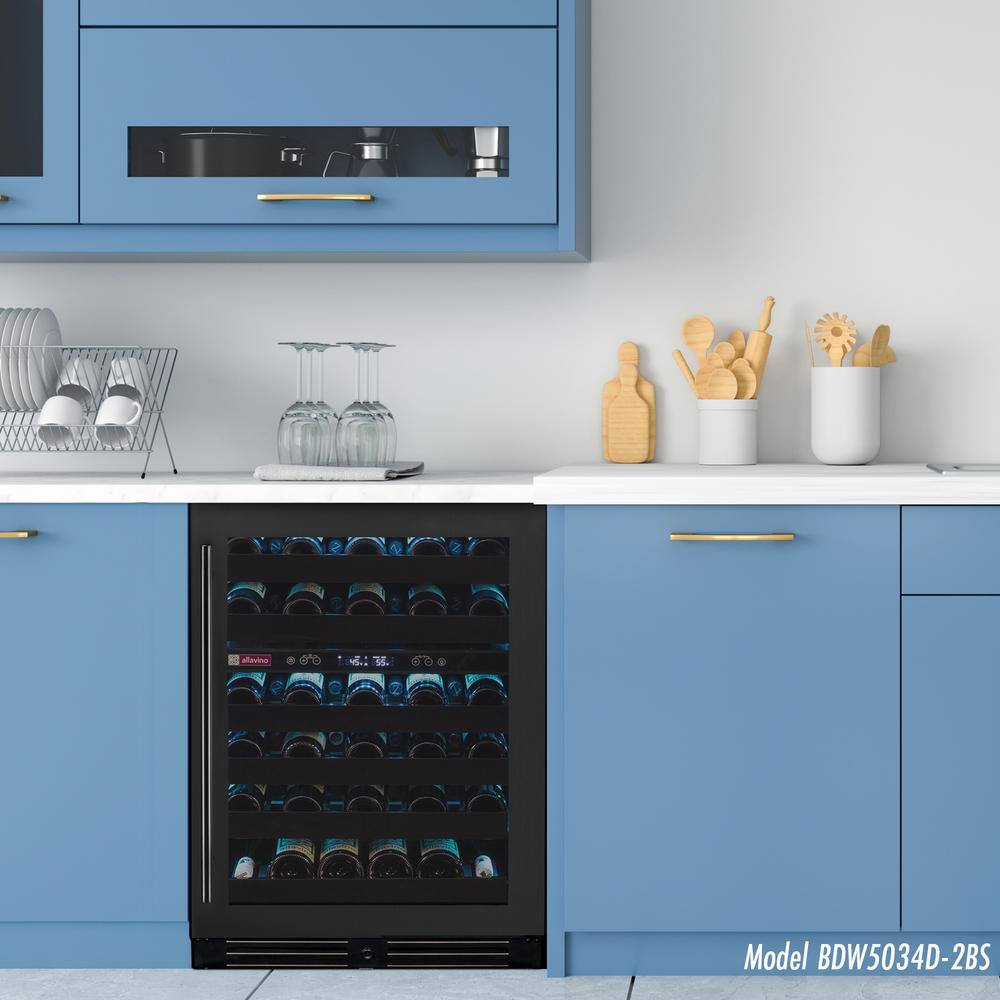 50 Bottle Dual Zone Black Stainless Steel Wine Refrigerator