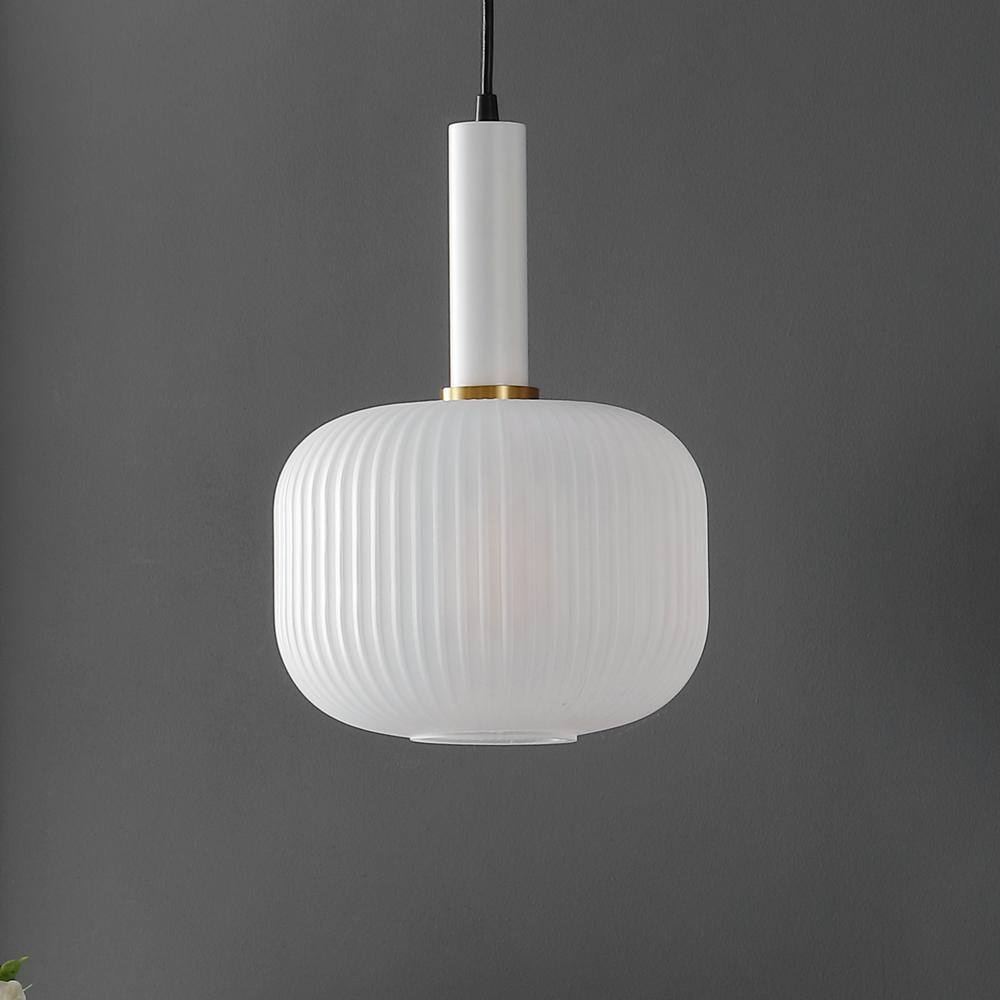Naois Sleek White Glass LED Pendant Light