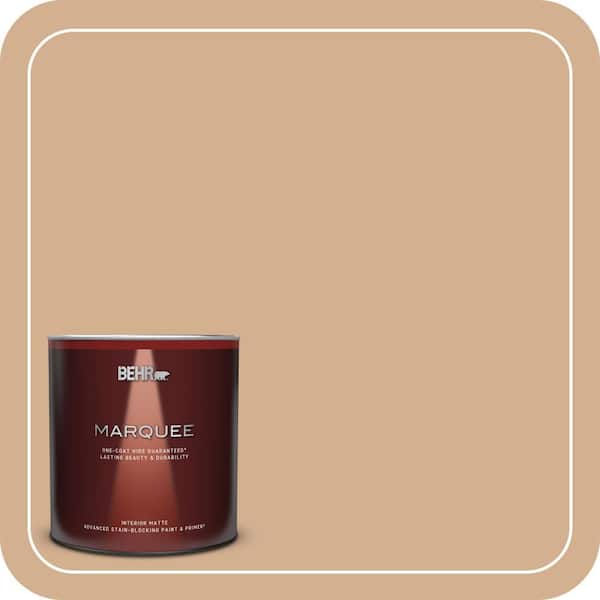 BEHR MARQUEE 1 Qt. #MQ2-04 Butterscotch Amber One-Coat Hide Matte Interior Paint & Primer