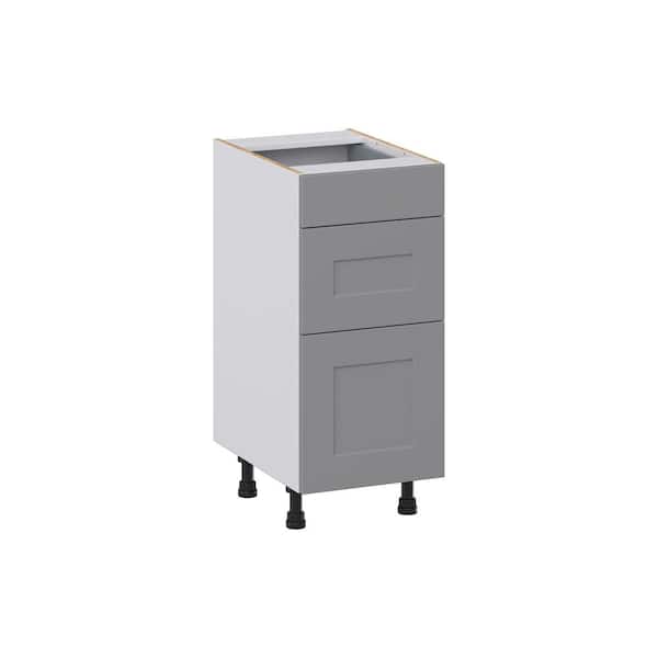 J COLLECTION Bristol Painted Slate Gray Shaker Assembled 15 in. W x 34.5 in. H x 21 in. D Vanity 3 Drawers Base Kitchen Cabinet