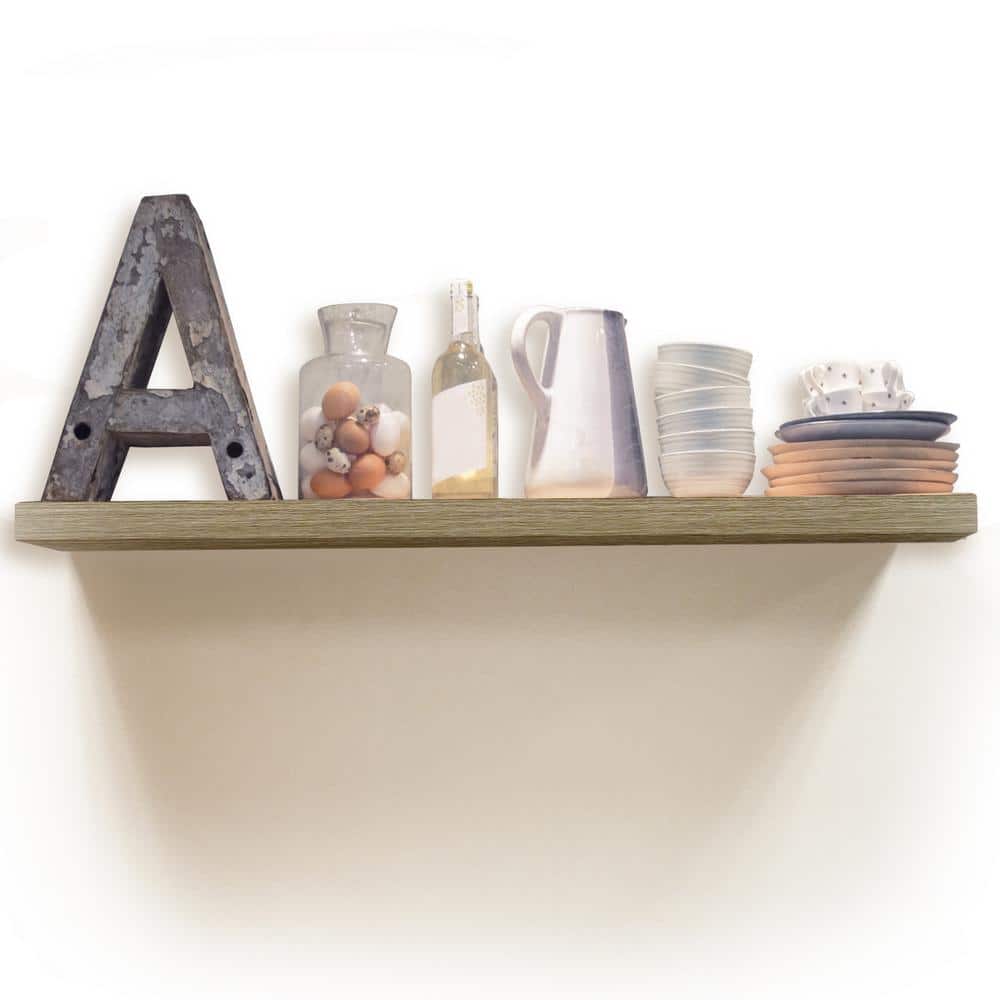 Rustic Gray MDF Floating Wall Shelf, 42-Inch