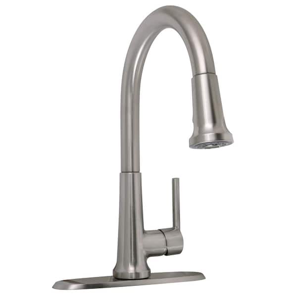 Design House Geneva Single-Handle Pull-Down Sprayer Kitchen Faucet in Satin Nickel