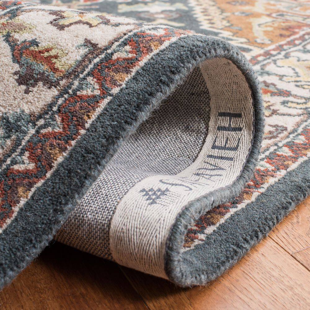 Handmade Round Tufted Dark Green Wool Area Rug