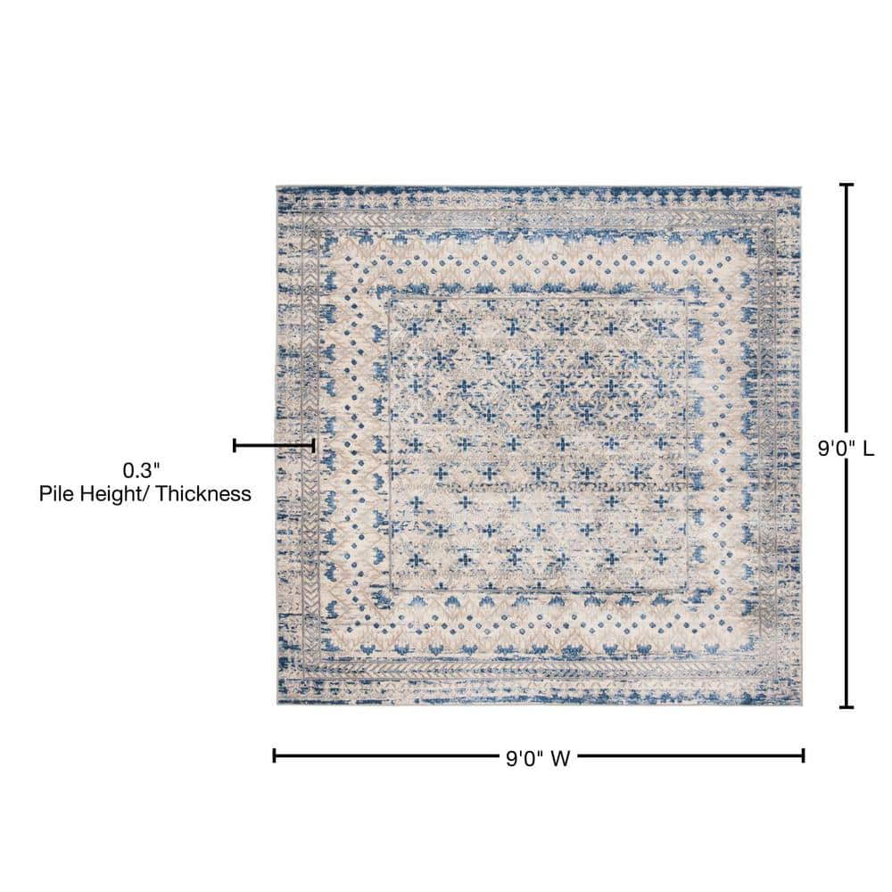 Elegant Brentwood 54'' Square Light Grey Synthetic Area Rug