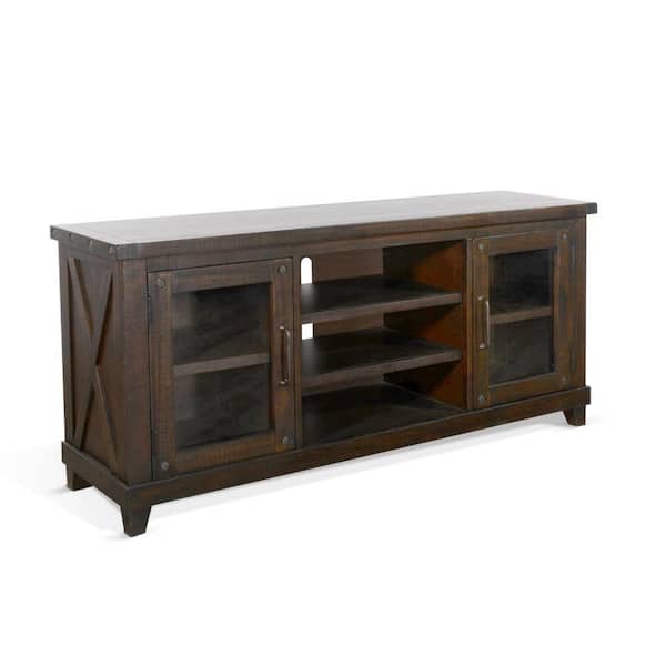 Anva Brown TV Stand Fits TV's up to 55 to 60 in. with Shelves and Doors