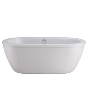 Cadet 5.5 ft. Acrylic Flatbottom Freestanding Bathtub in Artic White with Polished Chrome Drain and Filler