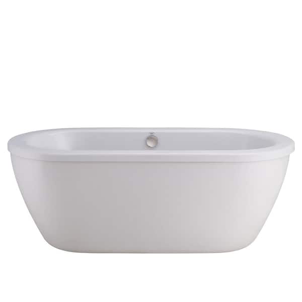 American Standard Cadet 5.5 ft. Acrylic Flatbottom Freestanding Bathtub in Artic White with Polished Chrome Drain and Filler