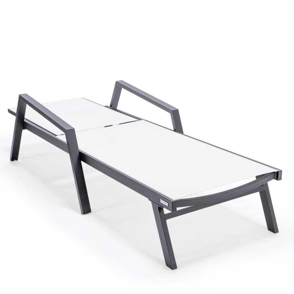 Marlin Black Aluminum Patio Chaise Lounge Chair with White Sling