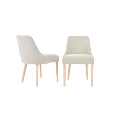 Benfield Natural Finish Upholstered Dining Chair with Biscuit Beige Seat (Set of 2) (20.6 in. W x 32 in. H)