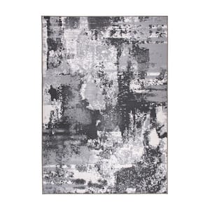 Contemporary Distressed Non Slip Gray 7 ft. 10 in. x 10 ft. Area Rug