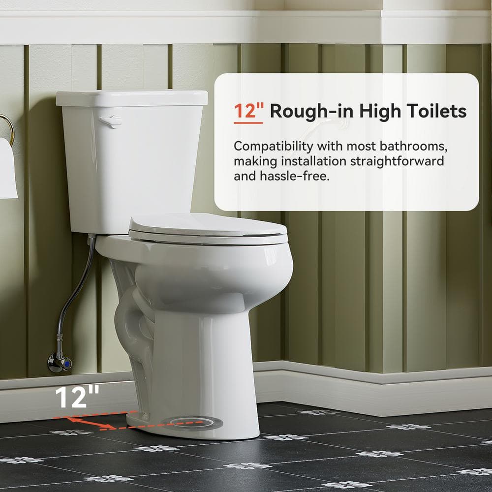19-Inch White Elongated High Efficiency Two-Piece Toilet