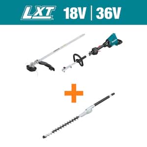 LXT 18V X2 (36V) Couple Shaft Power Head (Tool Only) with String Trimmer and Double-Sided Hedge Trimmer Attachment