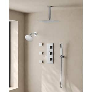 8-Spray Patterns 12 and 6 in. Dual Shower Head 2.5 GPM Ceiling Mount Fixed and Handheld Shower Head in Brushed Nickel