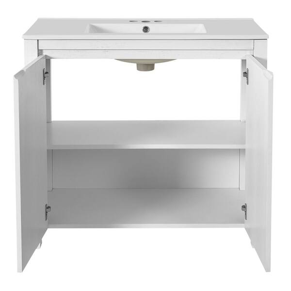 Ziyudura 36 in. Single Sink Freestanding White Bath Vanity with
