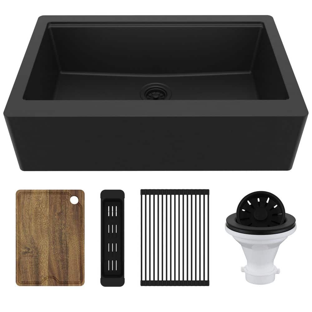 Karran 34 in. Farmhouse Single Bowl Quartz Workstation Kitchen