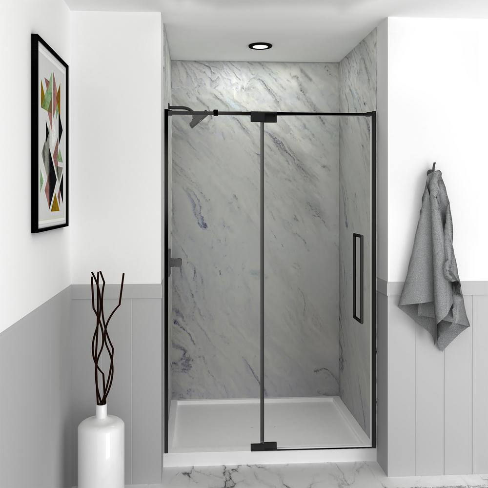 Matte Black 48" x 76" Pivot Shower Door with Clear Glass