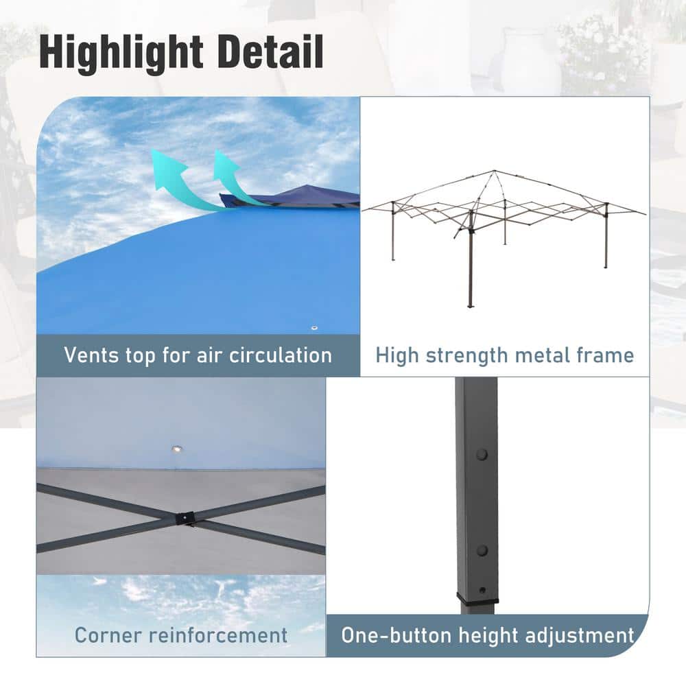 Blue and Beige 13' x 13' Pop-Up Canopy Tent with Steel Frame