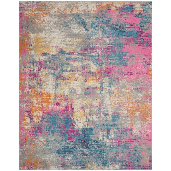 Contemporary Abstract Multi-Pattern 7 ft x deals 9 ft Area Rug 100% Polypropylene