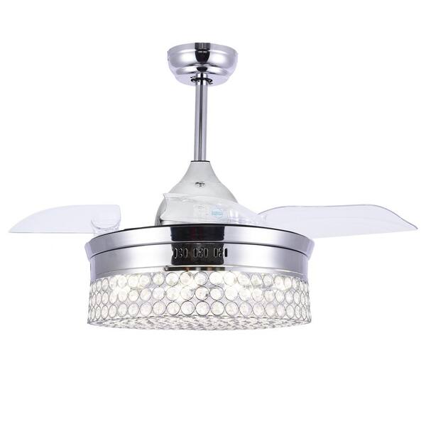 42 In Led Chrome Retractable Ceiling Fan With Light Kit And Remote Control Bd4202 C The Home Depot Led Chrome Retractable Ceiling Fan, Chrome Ceiling Fan With Light