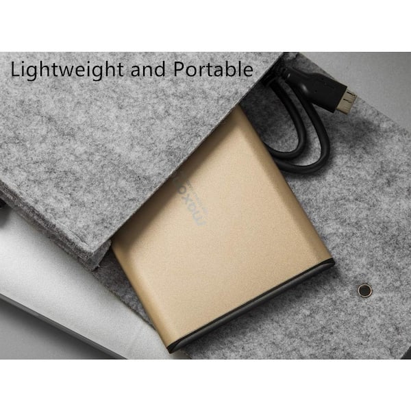 EKIEUDL - 500GB Ultra Slim Portable External Hard Drive 2.5" HDD-USB 3.0, Ultra-Fast Data Transfers for PC  and  Laptop, Gold