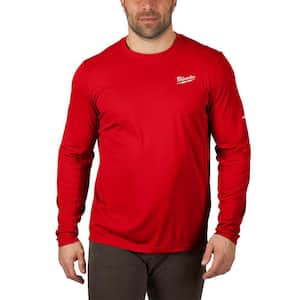 Men's WORKSKIN Large Red Lightweight Performance Long-Sleeve T-Shirt