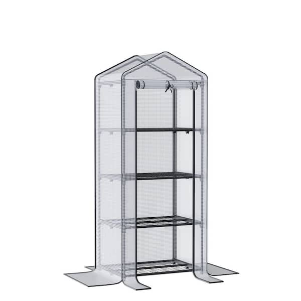 27 in. W x  19 in. D x 63 in. H Mini Greenhouse with double Roll-Up Zippered Doors and 4 Tiers