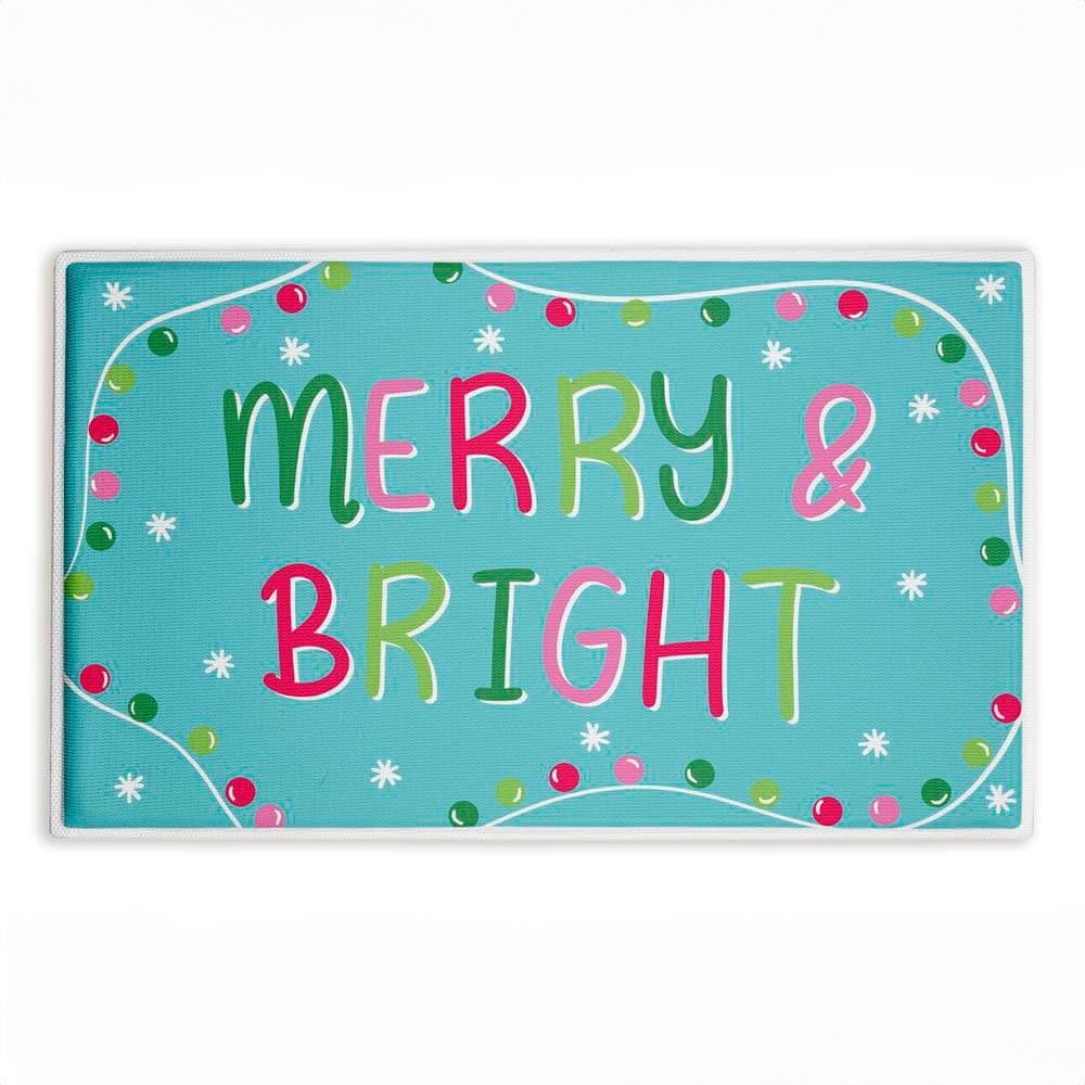 Merry & Bright with Baubles 18 in. x 30 in. Green Graphic Polyester Blend Rectangle Bath Mat price history on PriceWatchPro