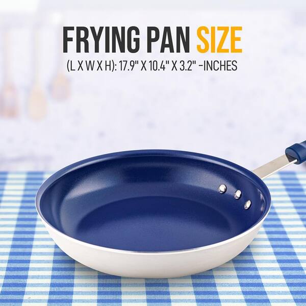 NutriChef 12 in. Ceramic Non-stick Large Frying Pan in Blue NCFRYP12 - The  Home Depot
