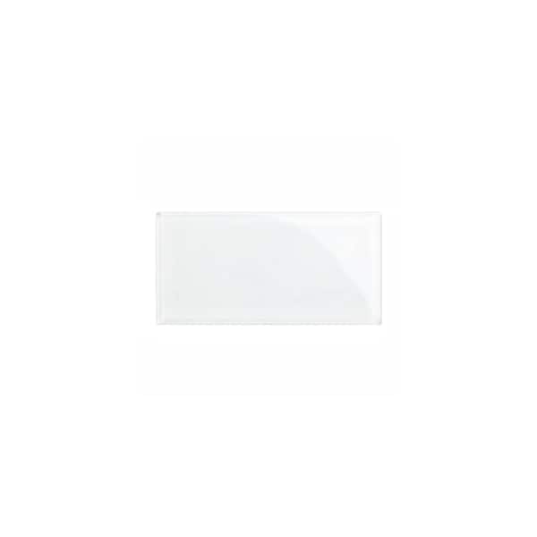 3 in. x 6 in. x 8 mm Bright White Glass Subway Tile Sample