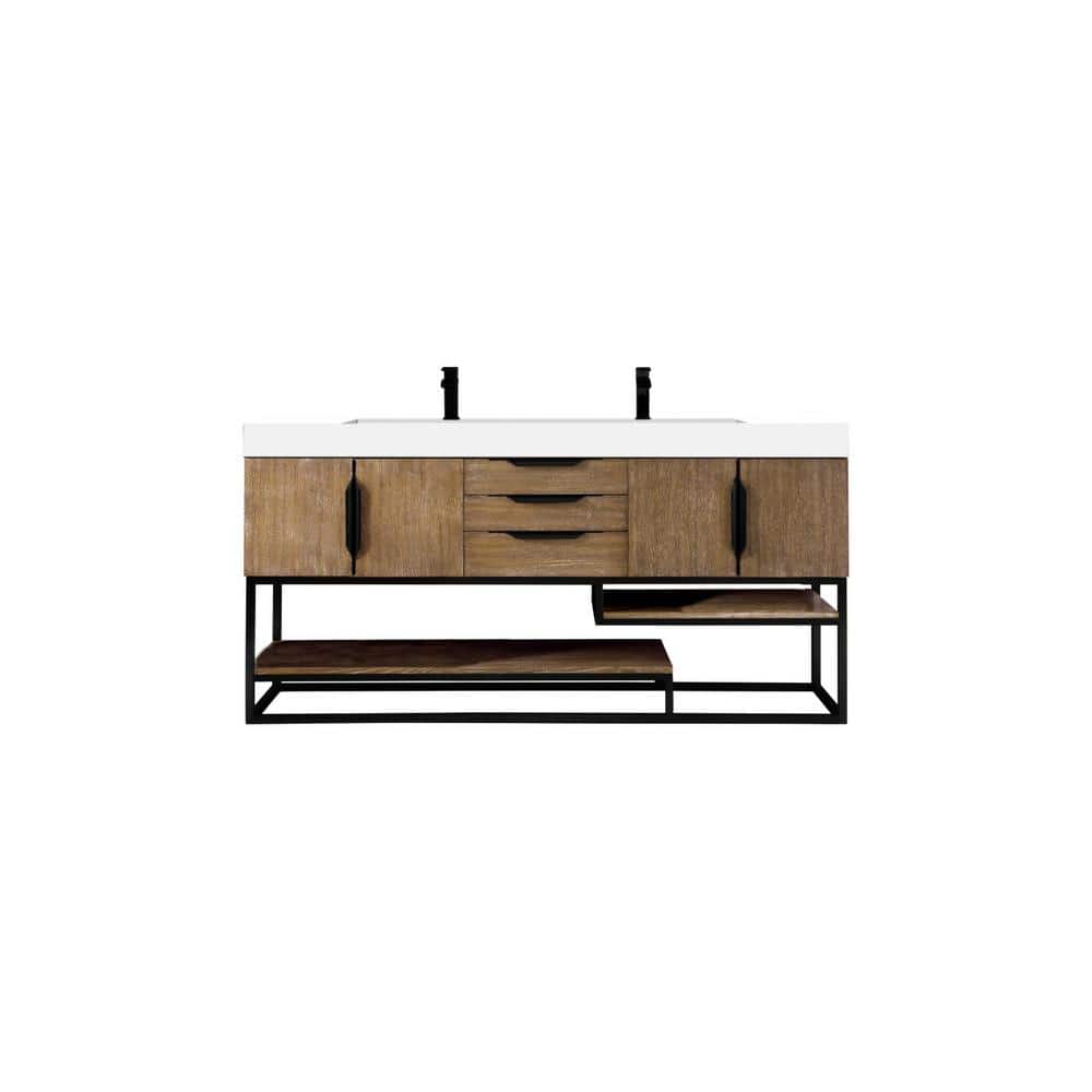 Columbia 72.5 in. W x 19 in. D x 36 in. H Bathroom Vanity in Latte Oak with Glossy White Mineral Composite Top price history on PriceWatchPro