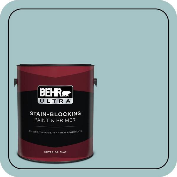 BEHR ULTRA 1 gal. #510E-3 Ocean Kiss Flat Exterior Paint & Primer
