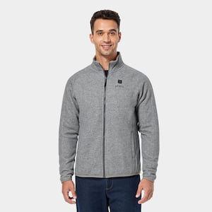 Men's X-Large Gray Heated Fleece Jacket with 7.38-Volt Lithium-Ion 1 Upgraded 4.8Ah Battery and Charger