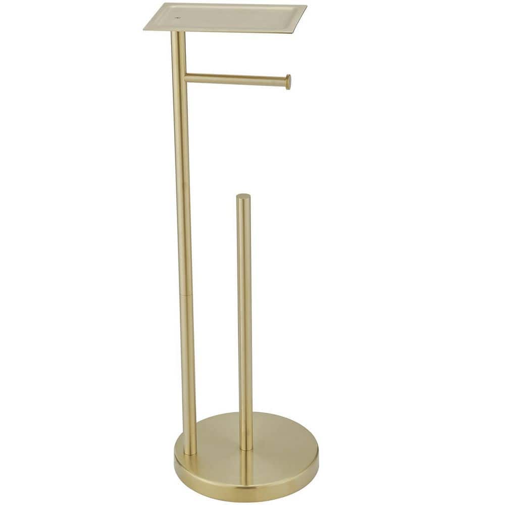 Free Standing Toilet Paper Roll Holder with Storage Reserve, Brushed Gold  Toilet Paper Holder Stand with Shelf, Bathroom Tissue Dispenser Floor  Stand